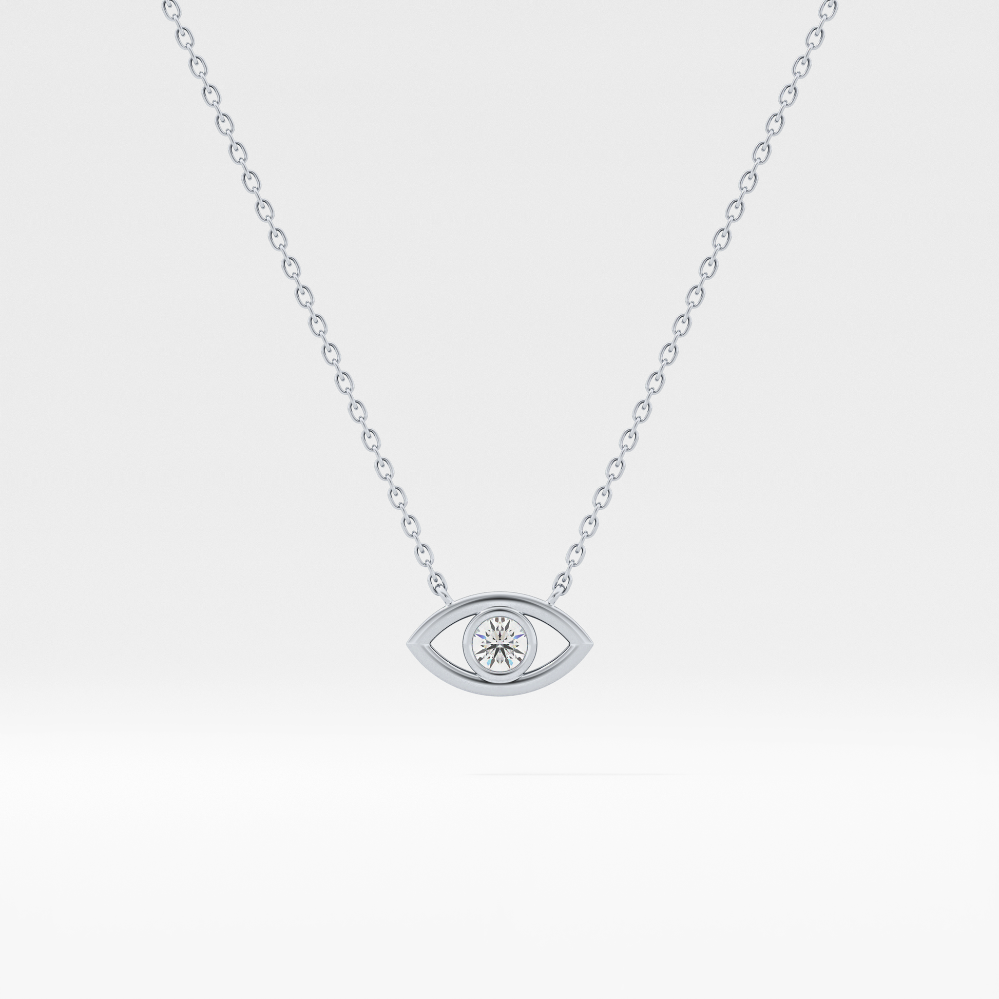 Classic 0.08 TCW Round Evil Eye Style Moissanite Diamond Necklace