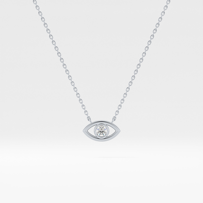 Classic 0.08 TCW Round Evil Eye Style Moissanite Diamond Necklace