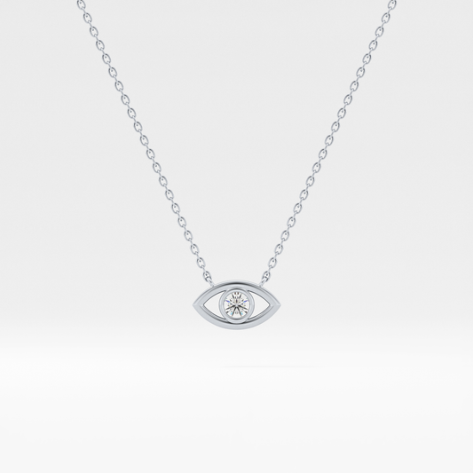 Classic 0.08 TCW Round Evil Eye Style Moissanite Diamond Necklace