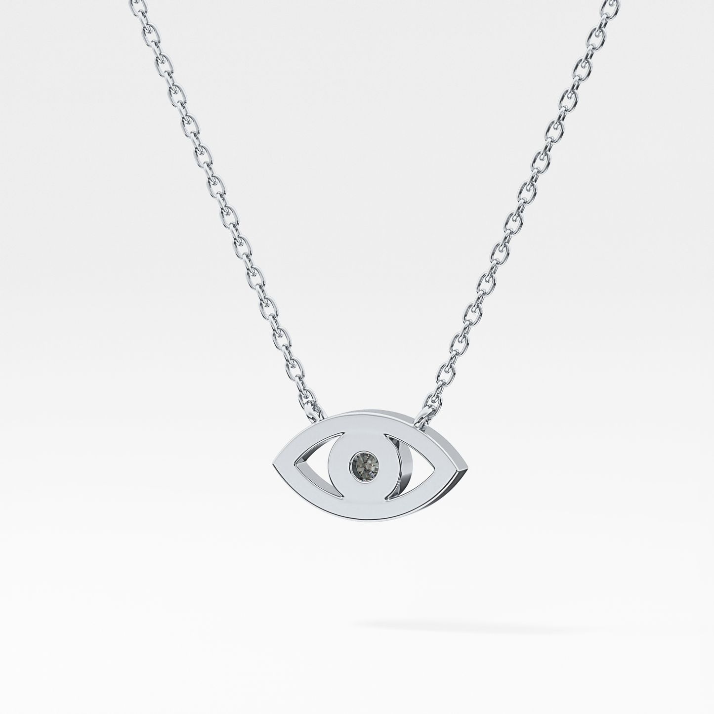 Classic 0.08 TCW Round Evil Eye Style Moissanite Diamond Necklace
