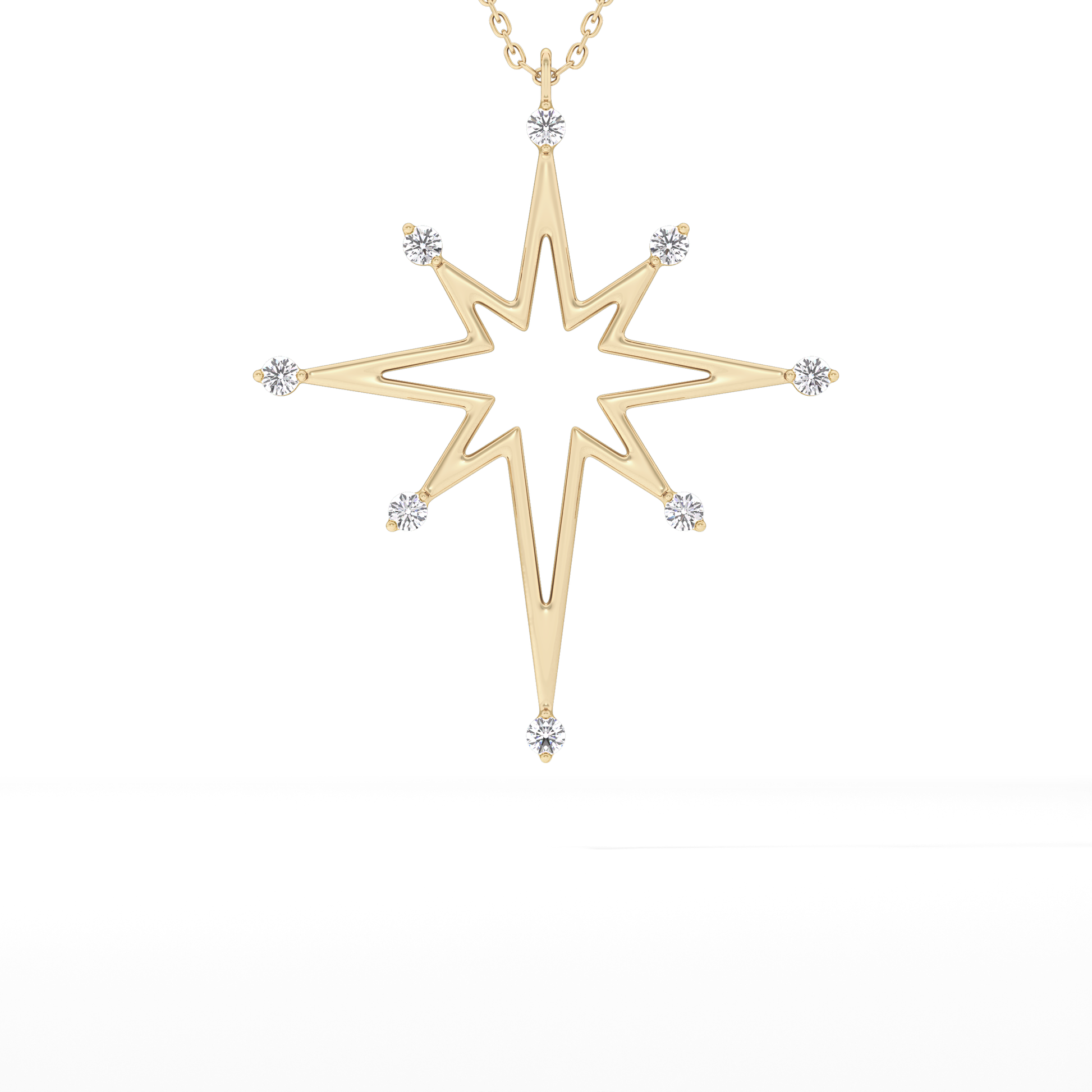 Classic 0.17 TCW Round Star Shaped Moissanite Diamond Necklace