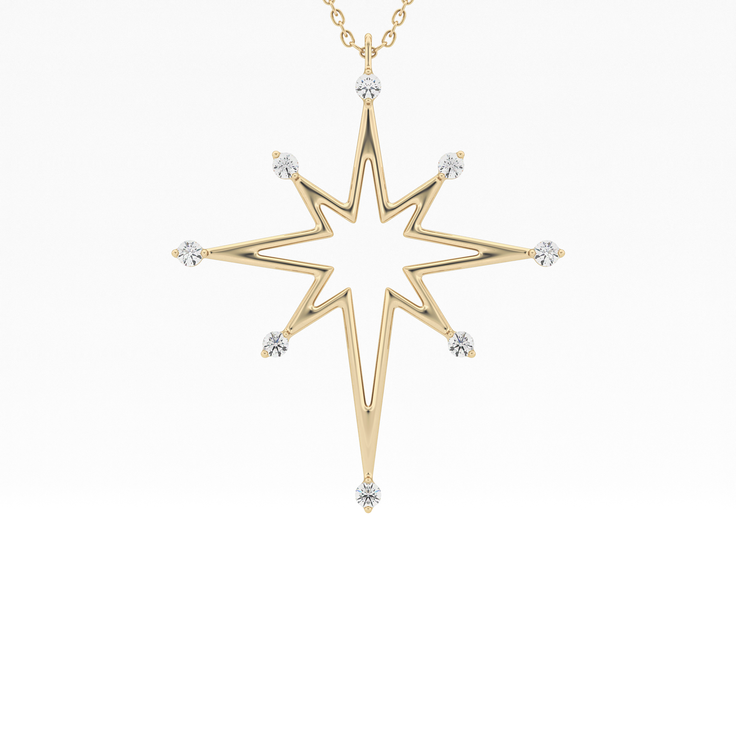 Classic 0.17 TCW Round Star Shaped Moissanite Diamond Necklace