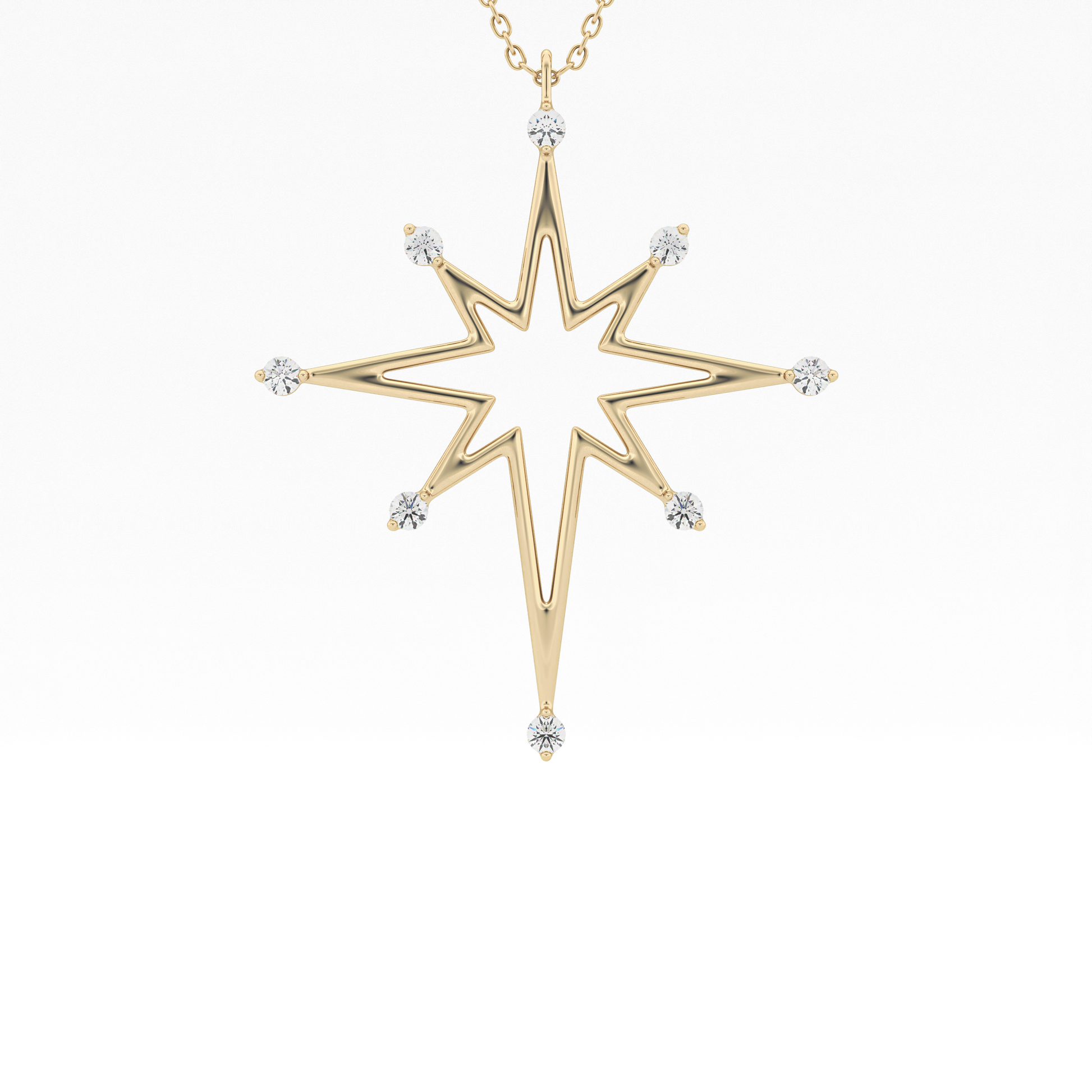 Classic 0.17 TCW Round Star Shaped Moissanite Diamond Necklace