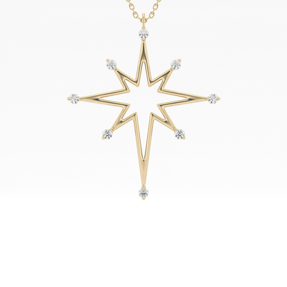 Classic 0.17 TCW Round Star Shaped Moissanite Diamond Necklace