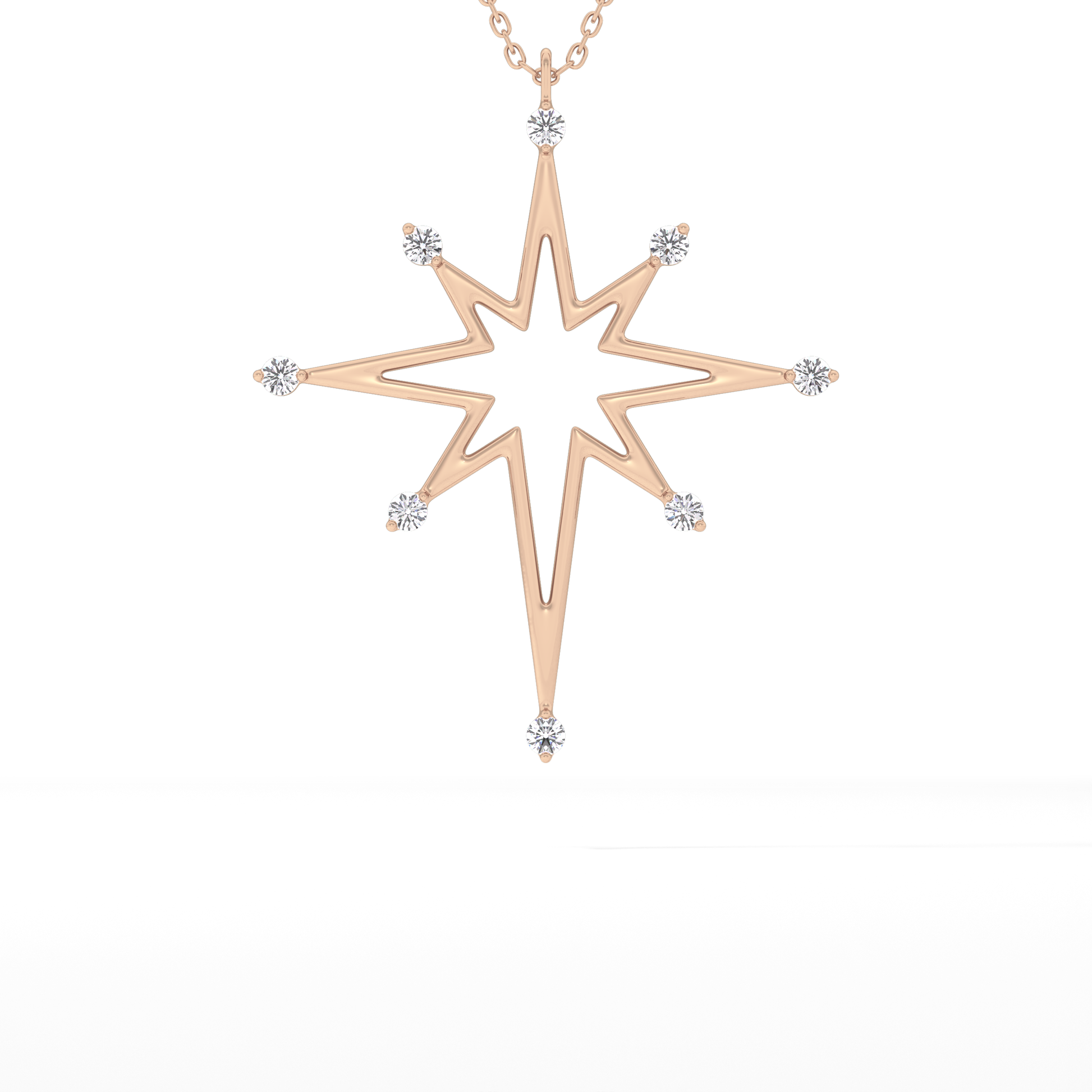 Classic 0.17 TCW Round Star Shaped Moissanite Diamond Necklace