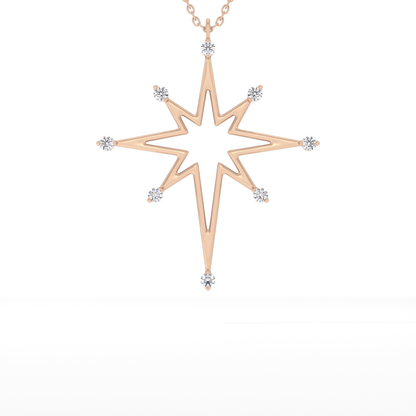 Classic 0.17 TCW Round Star Shaped Moissanite Diamond Necklace
