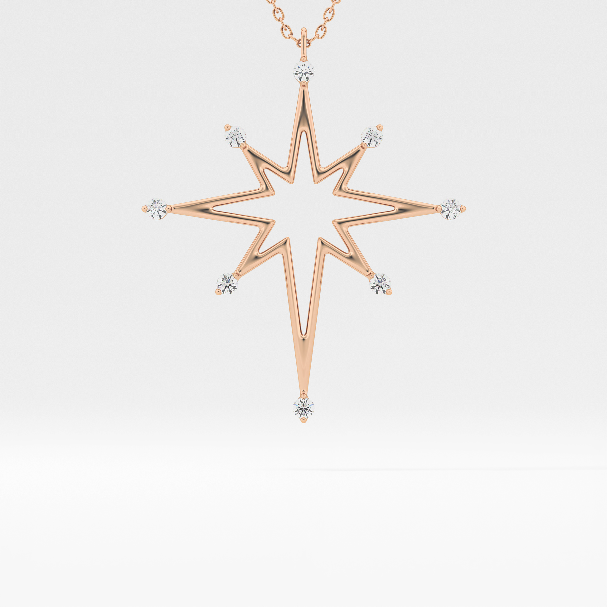 Classic 0.17 TCW Round Star Shaped Moissanite Diamond Necklace