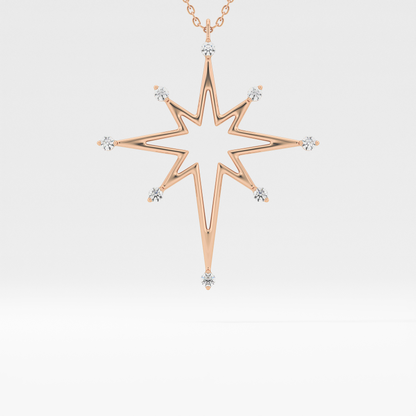 Classic 0.17 TCW Round Star Shaped Moissanite Diamond Necklace