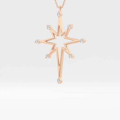 Classic 0.17 TCW Round Star Shaped Moissanite Diamond Necklace