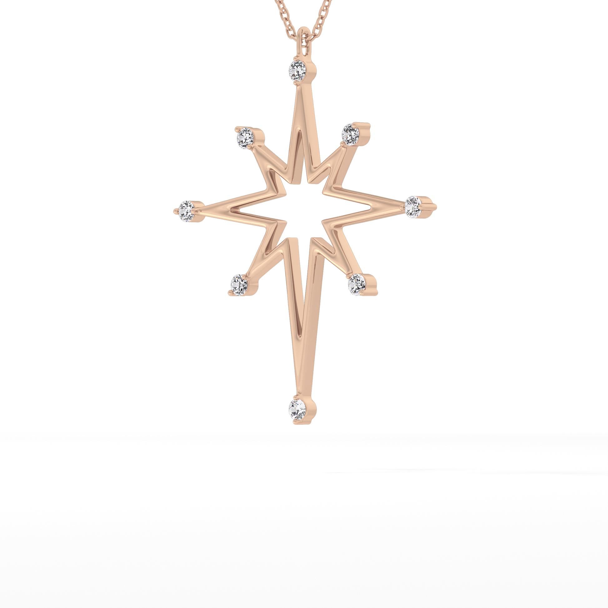 Classic 0.17 TCW Round Star Shaped Moissanite Diamond Necklace