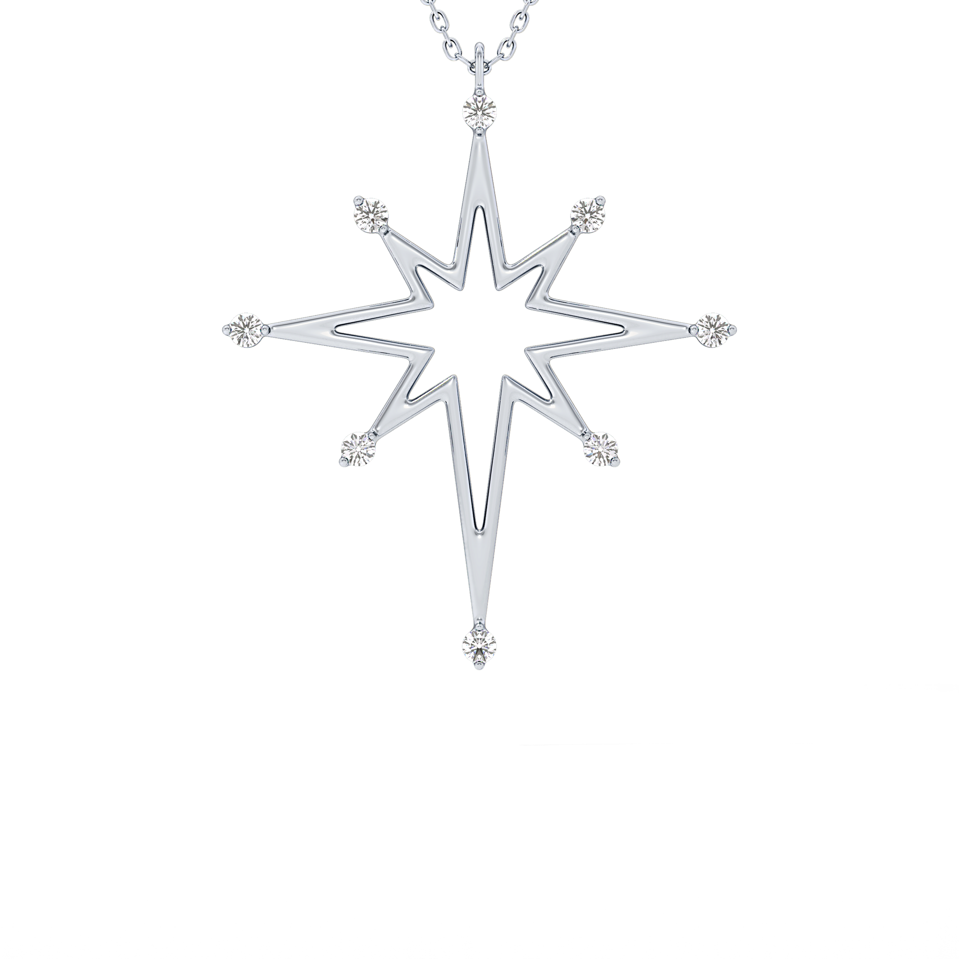 Classic 0.17 TCW Round Star Shaped Moissanite Diamond Necklace