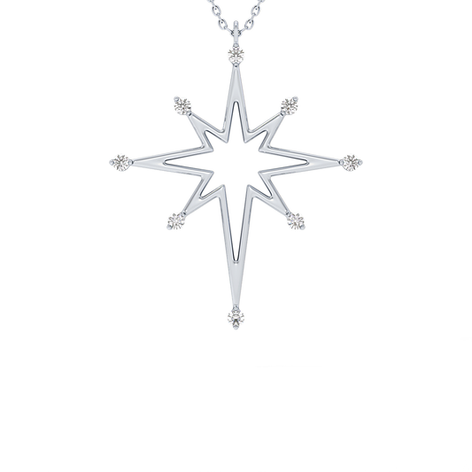 Classic 0.17 TCW Round Star Shaped Moissanite Diamond Necklace