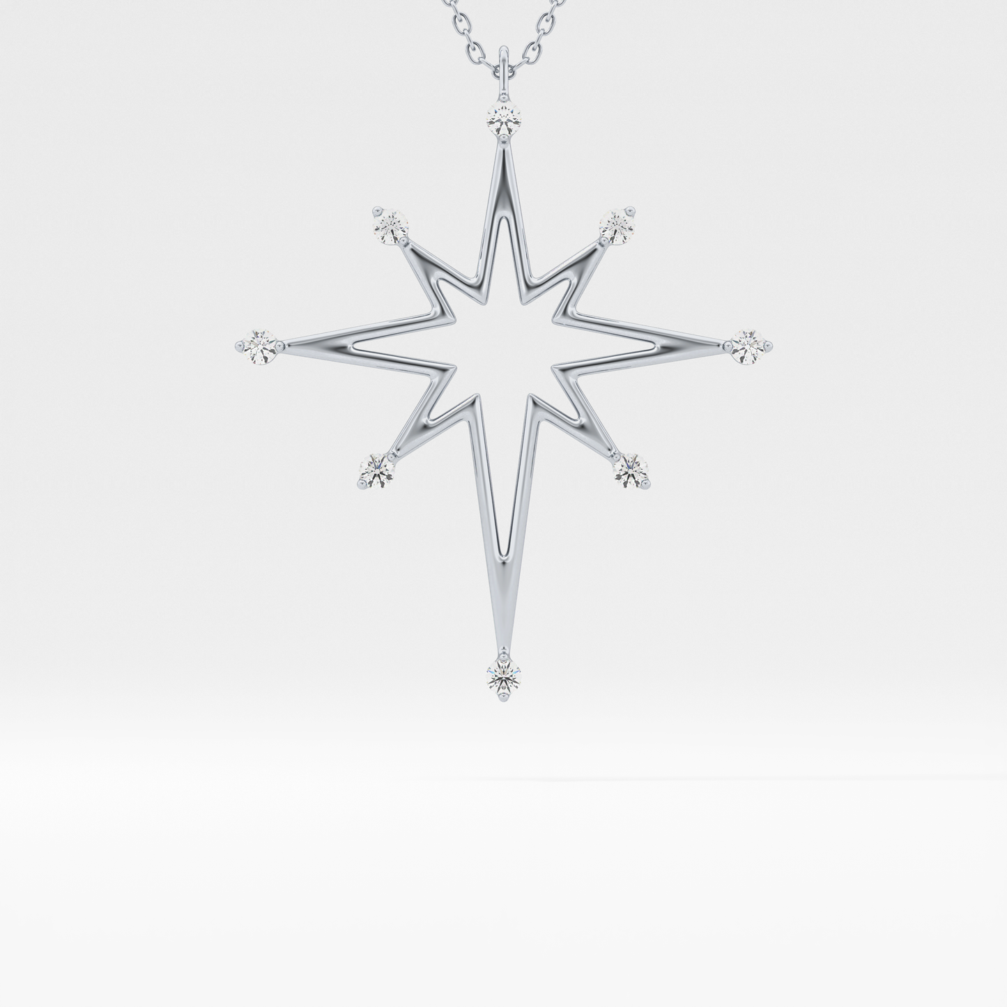 Classic 0.17 TCW Round Star Shaped Moissanite Diamond Necklace