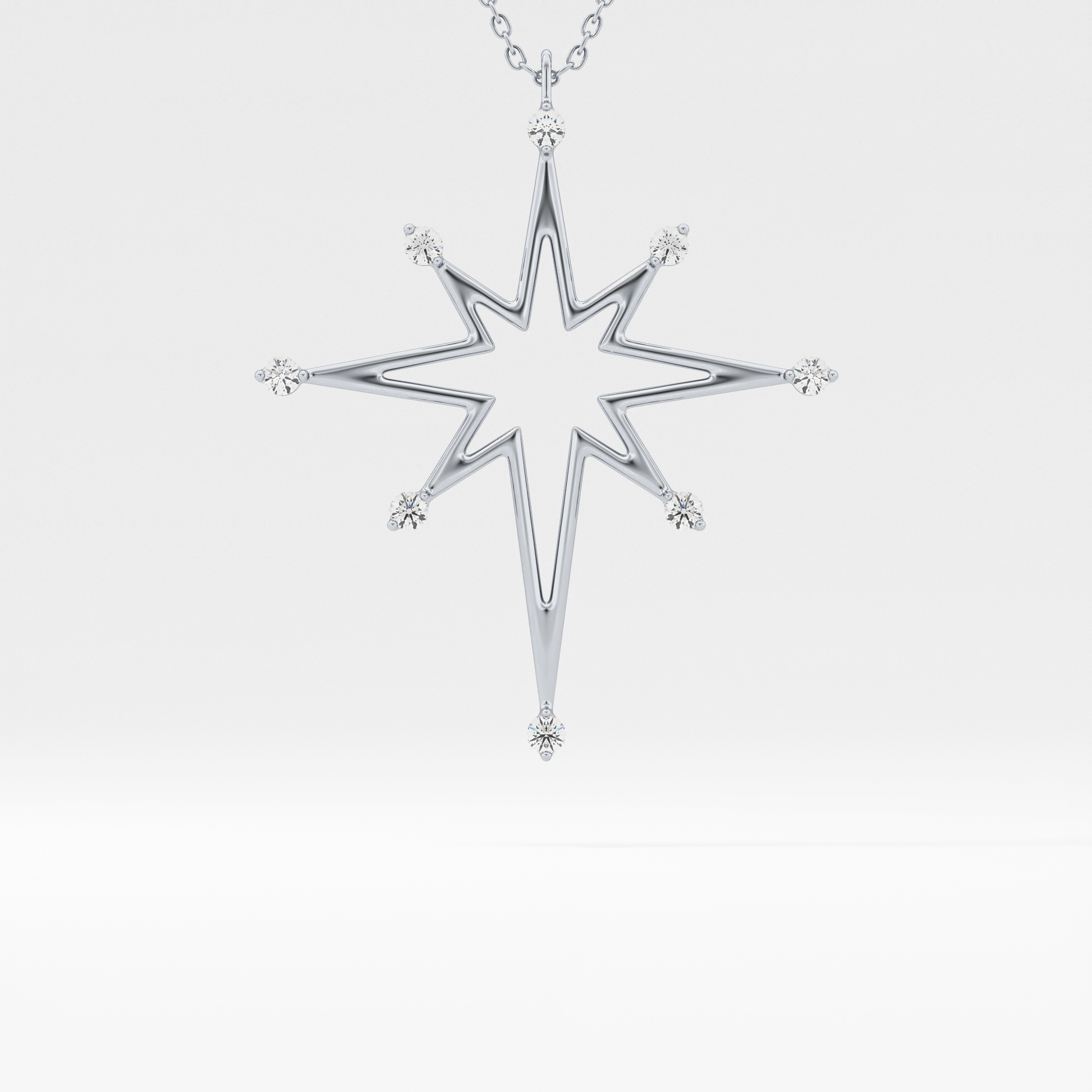 Classic 0.17 TCW Round Star Shaped Moissanite Diamond Necklace