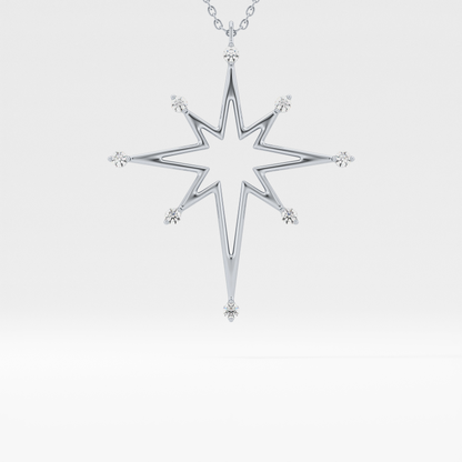 Classic 0.17 TCW Round Star Shaped Moissanite Diamond Necklace