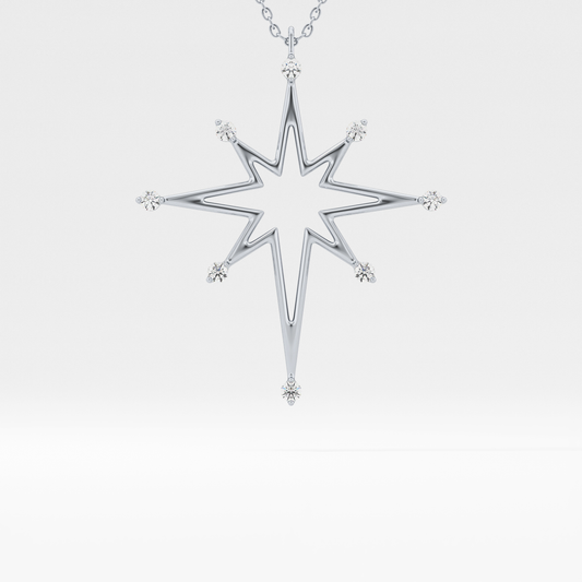 Classic 0.17 TCW Round Star Shaped Moissanite Diamond Necklace