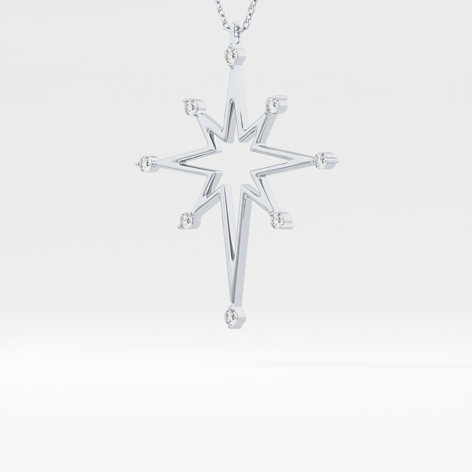 Classic 0.17 TCW Round Star Shaped Moissanite Diamond Necklace