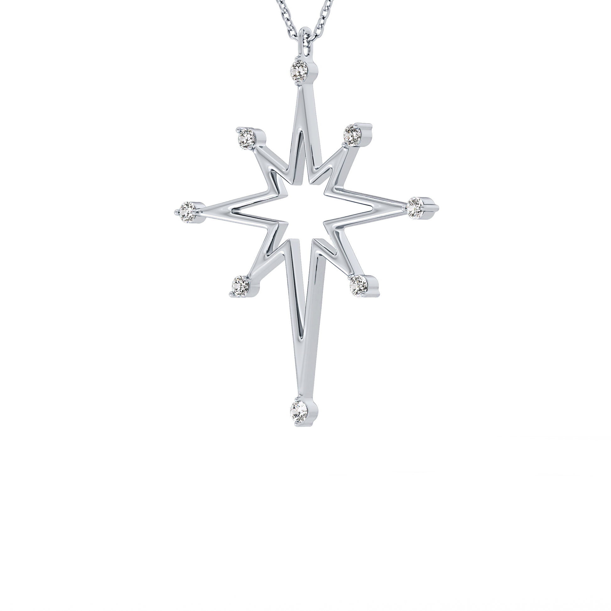 Classic 0.17 TCW Round Star Shaped Moissanite Diamond Necklace