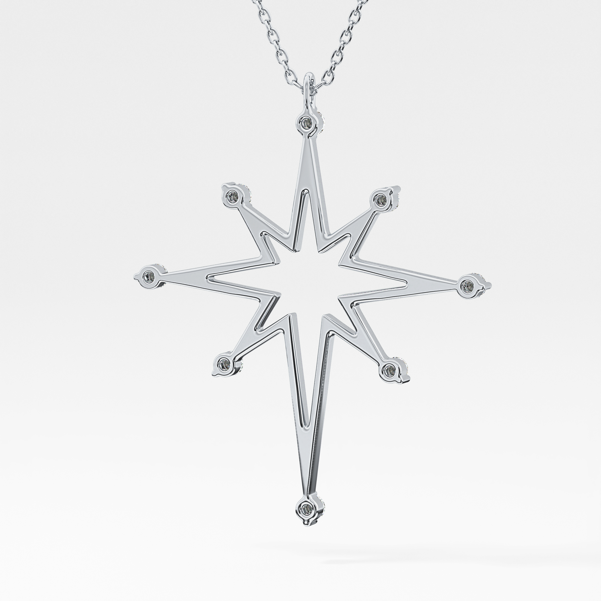 Classic 0.17 TCW Round Star Shaped Moissanite Diamond Necklace