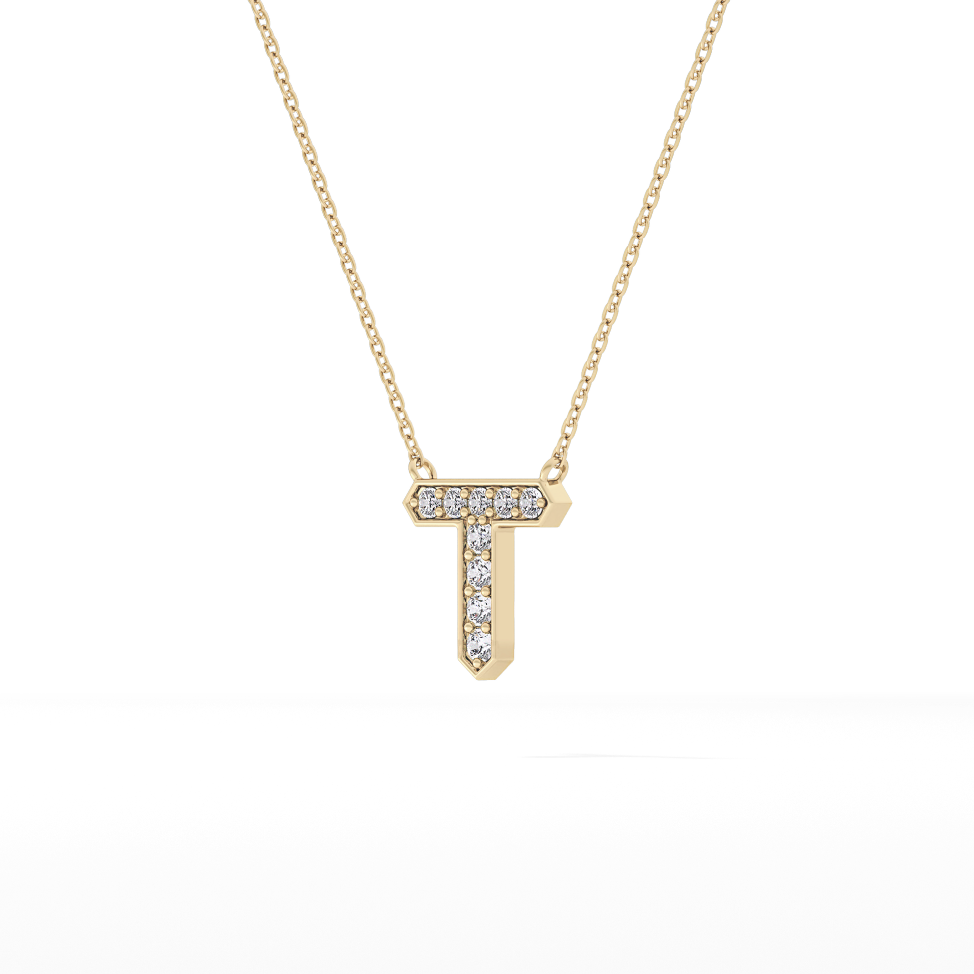 Classic 0.17 TCW Round T Shaped Moissanite Diamond Necklace