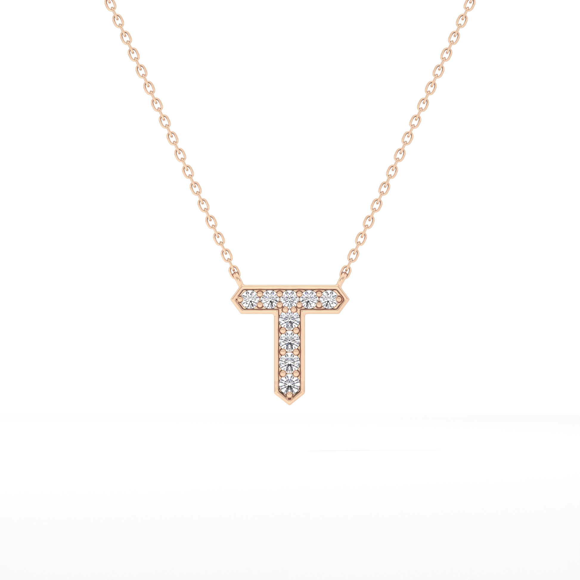 Classic 0.17 TCW Round T Shaped Moissanite Diamond Necklace