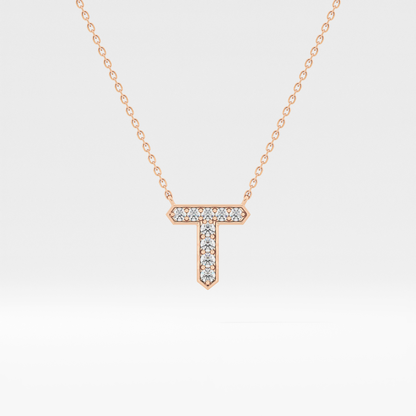 Classic 0.17 TCW Round T Shaped Moissanite Diamond Necklace