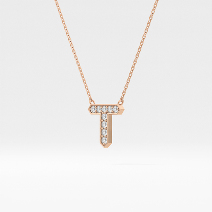 Classic 0.17 TCW Round T Shaped Moissanite Diamond Necklace