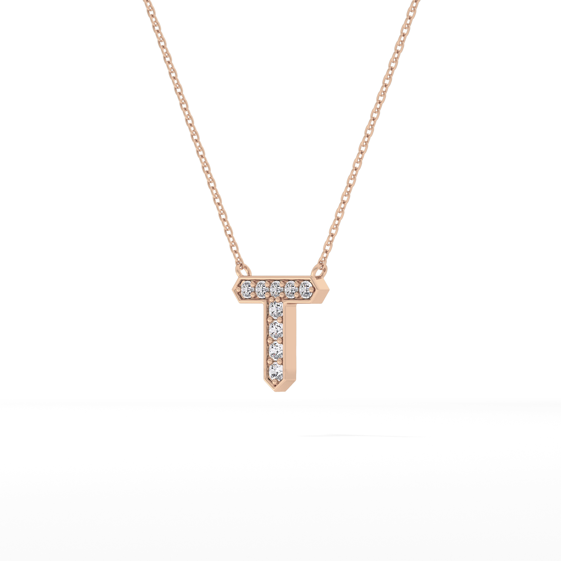 Classic 0.17 TCW Round T Shaped Moissanite Diamond Necklace