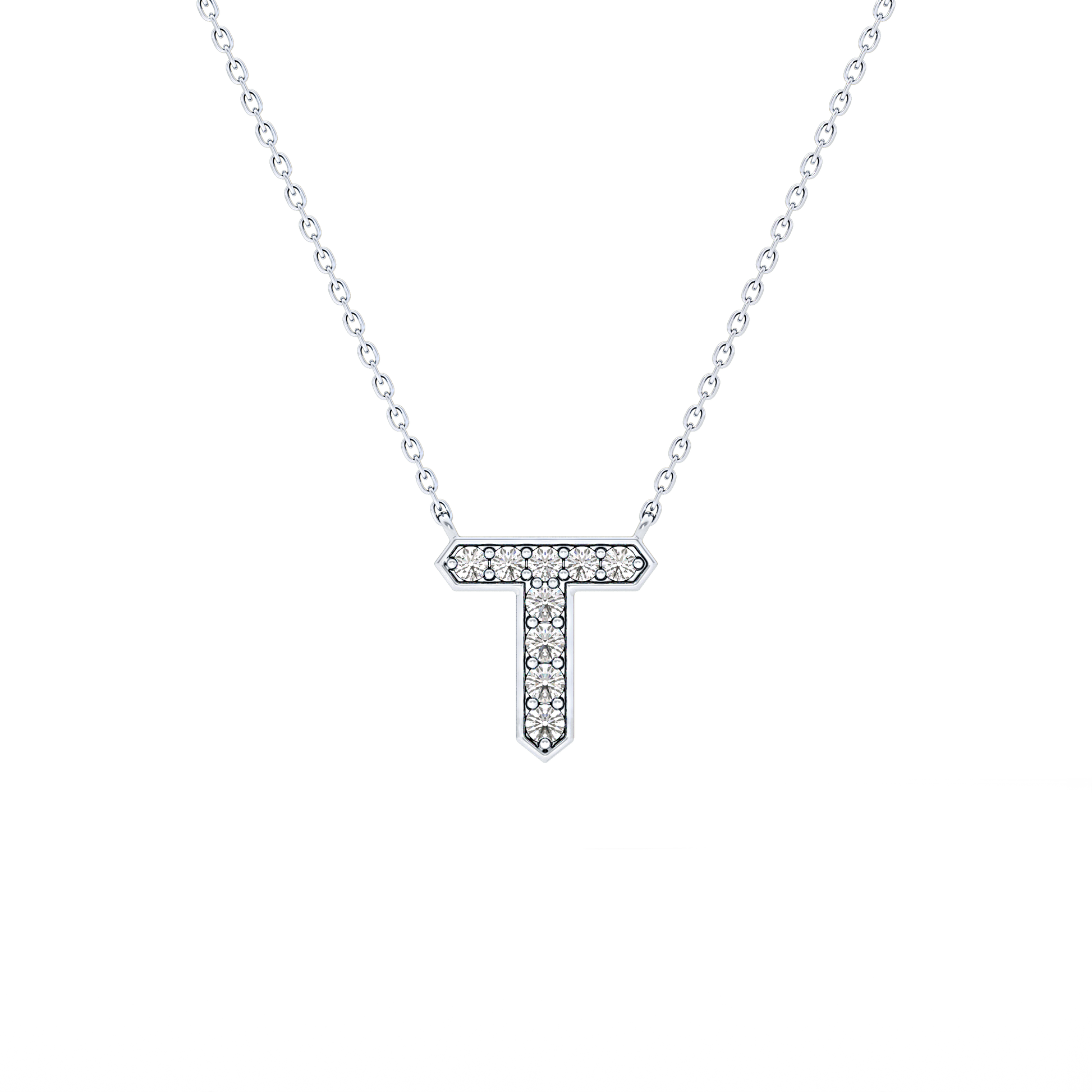 Classic 0.17 TCW Round T Shaped Moissanite Diamond Necklace