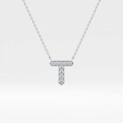 Classic 0.17 TCW Round T Shaped Moissanite Diamond Necklace