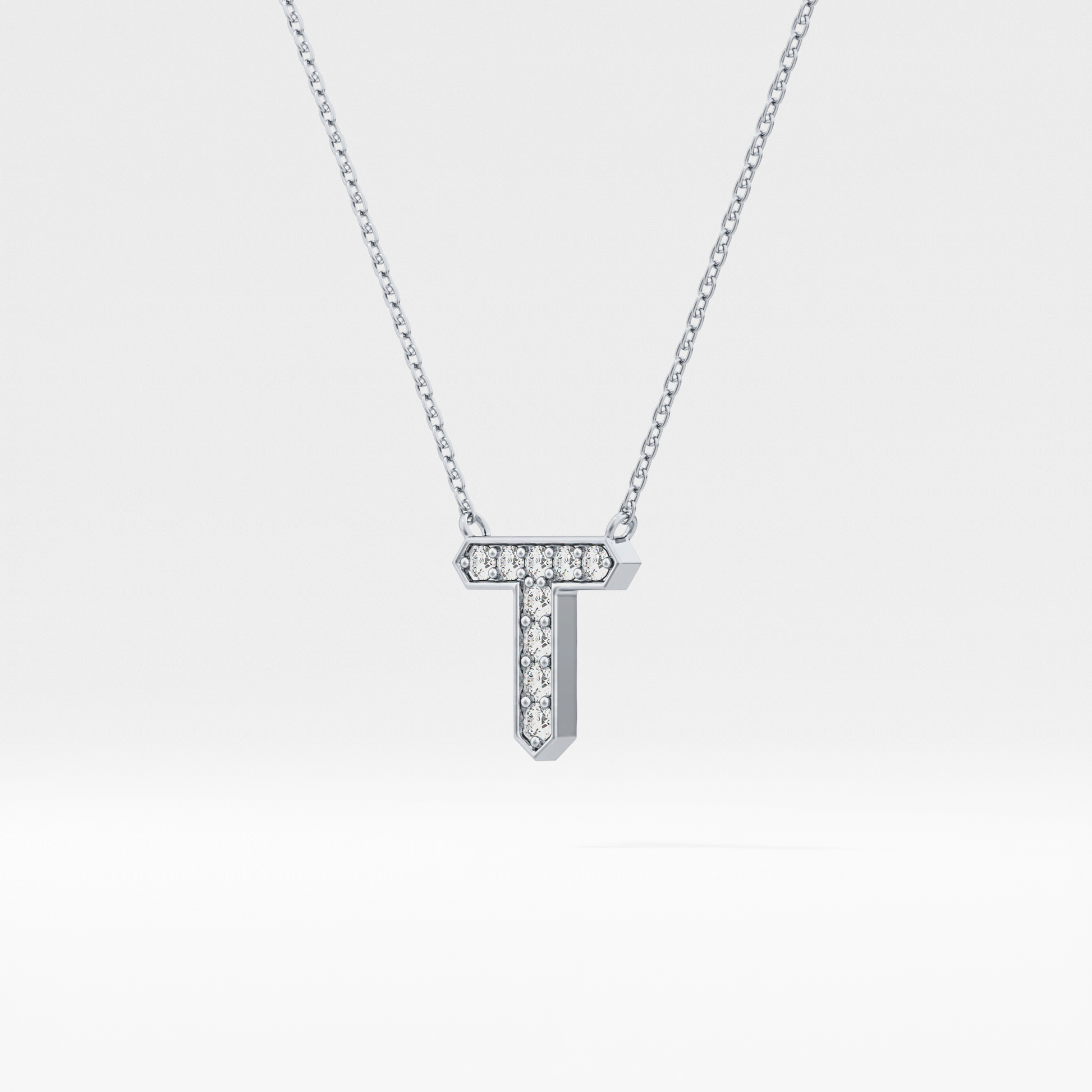 Classic 0.17 TCW Round T Shaped Moissanite Diamond Necklace