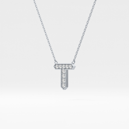 Classic 0.17 TCW Round T Shaped Moissanite Diamond Necklace