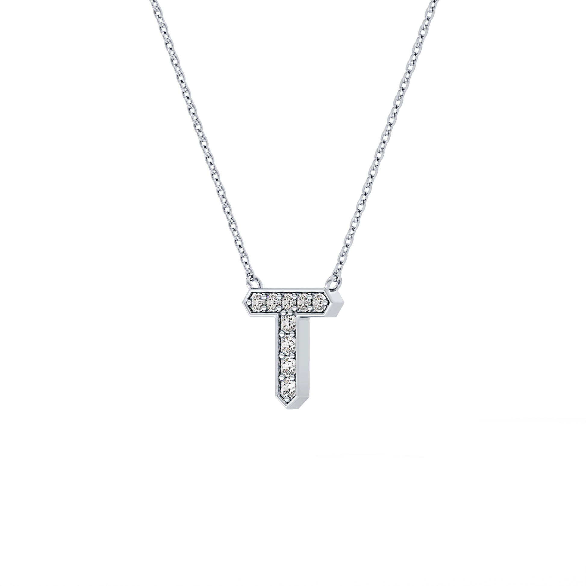 Classic 0.17 TCW Round T Shaped Moissanite Diamond Necklace