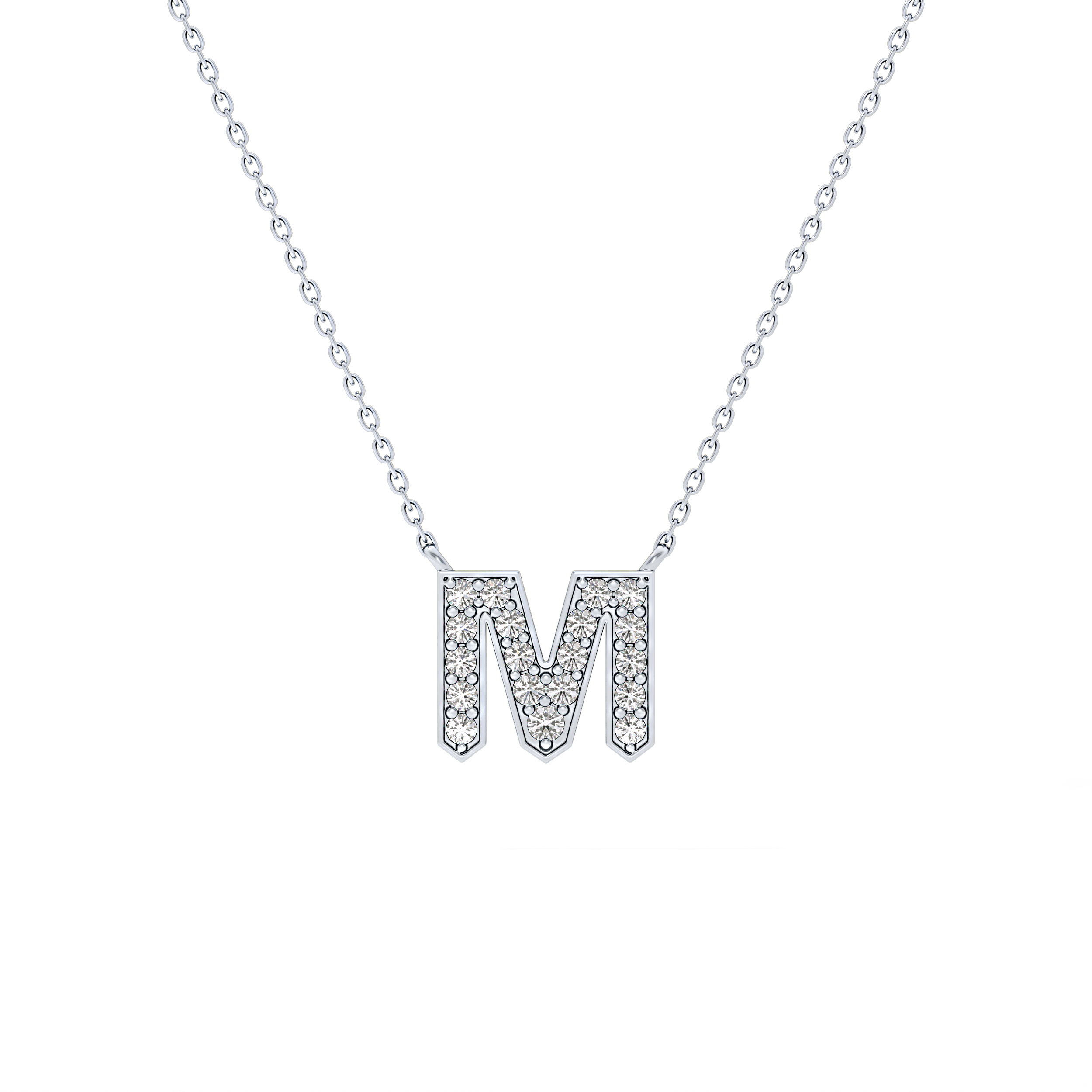 Classic 0.202 TCW Round M Shaped Moissanite Diamond Necklace