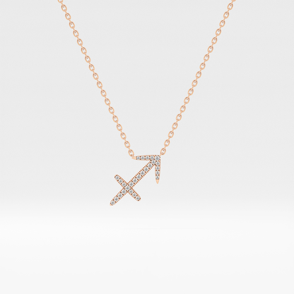Classic 0.042 TCW Round Zodiac Sagittarius Shaped Moissanite Diamond Necklace