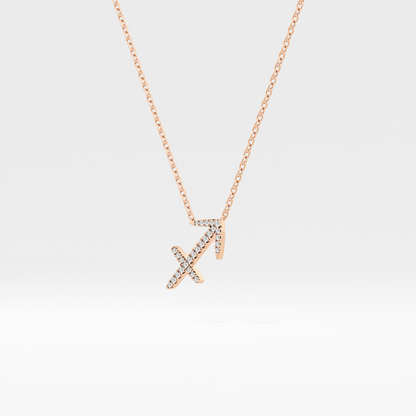 Classic 0.042 TCW Round Zodiac Sagittarius Shaped Moissanite Diamond Necklace