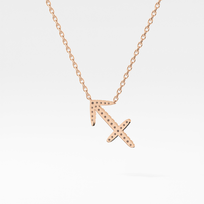 Classic 0.042 TCW Round Zodiac Sagittarius Shaped Moissanite Diamond Necklace