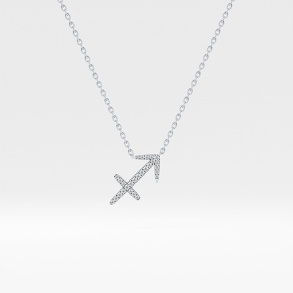 Classic 0.042 TCW Round Zodiac Sagittarius Shaped Moissanite Diamond Necklace