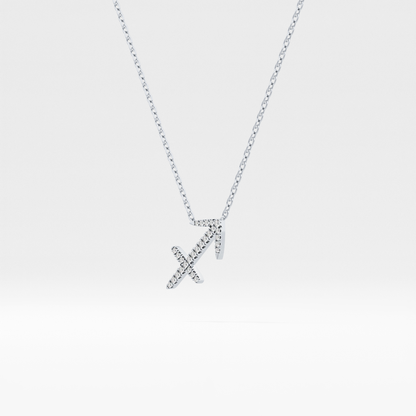 Classic 0.042 TCW Round Zodiac Sagittarius Shaped Moissanite Diamond Necklace