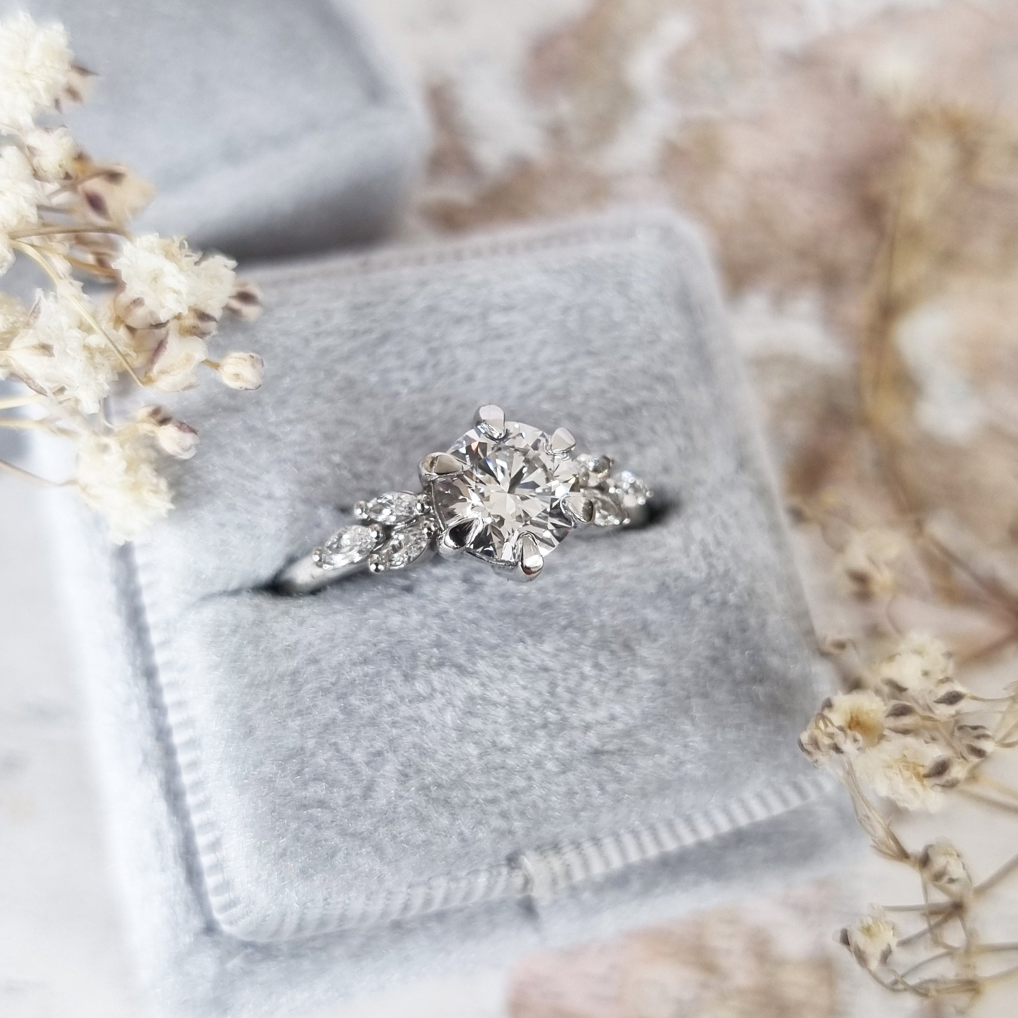 Round Cluster Lab Grown Diamond Engagement Ring