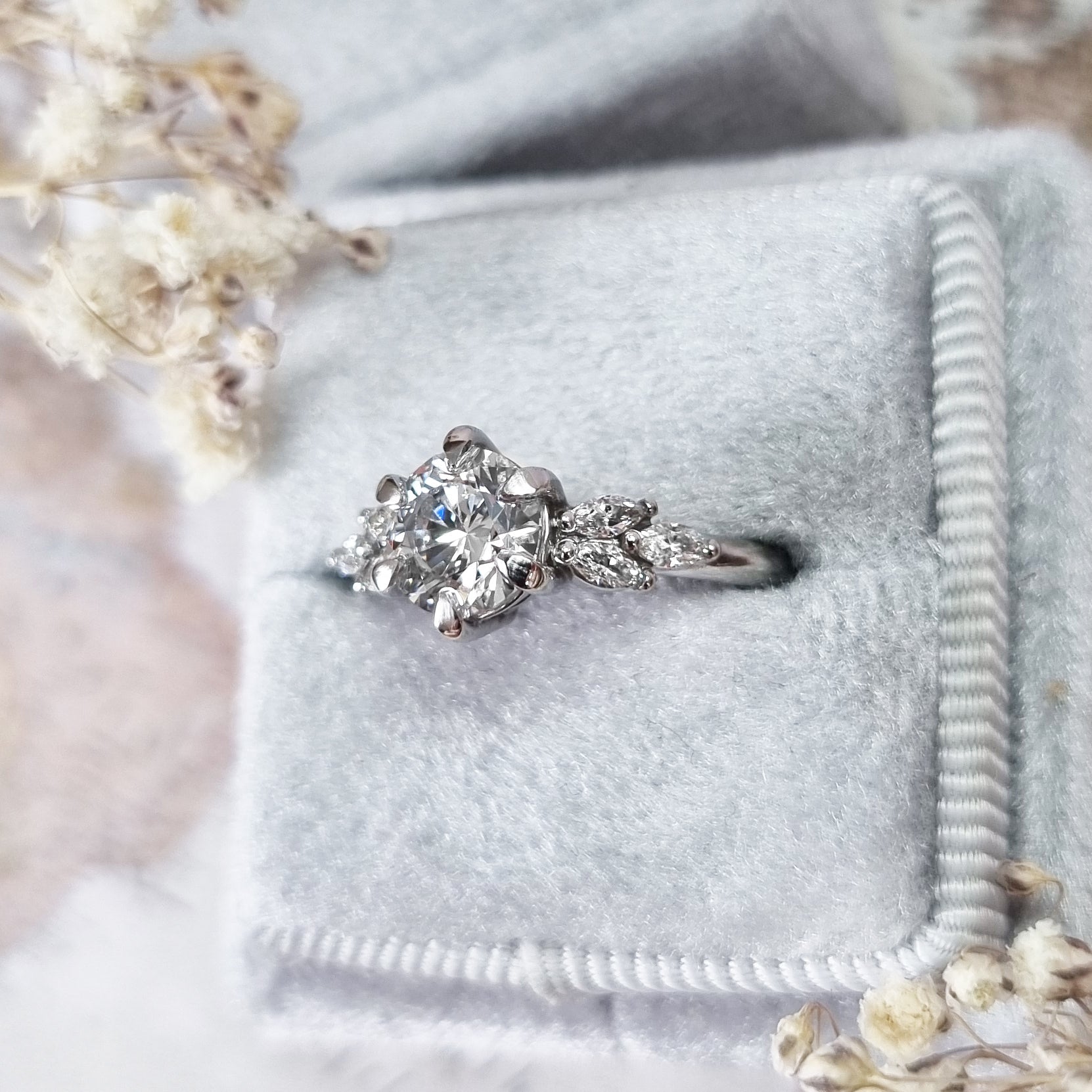 Round Cluster Lab Grown Diamond Engagement Ring