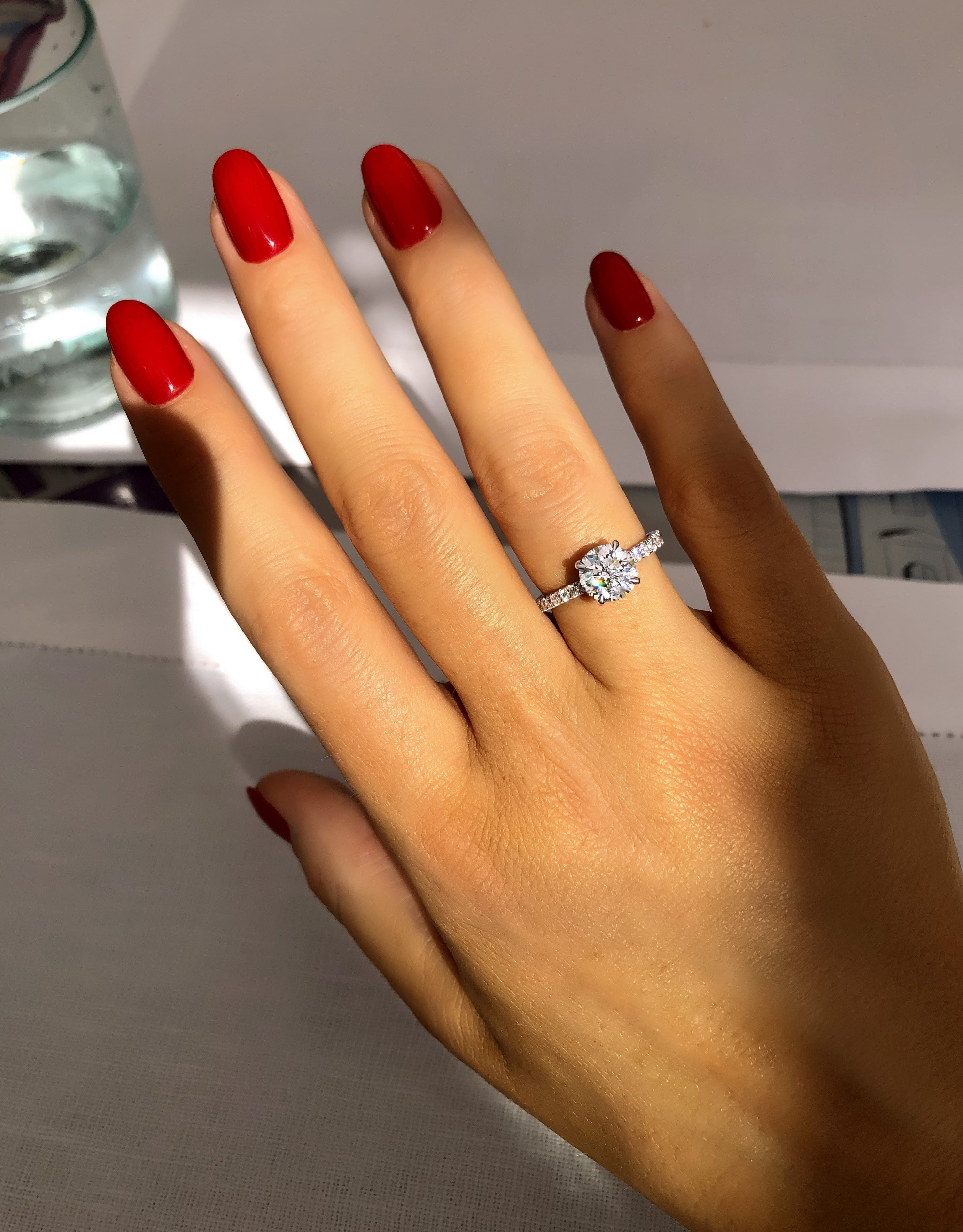 1.5 CT Round Cut Pave CVD F/VVS1 Diamond Engagement Ring 2