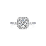 0.6 CT Cushion Halo CVD F/VS1 Diamond Engagement Ring 1