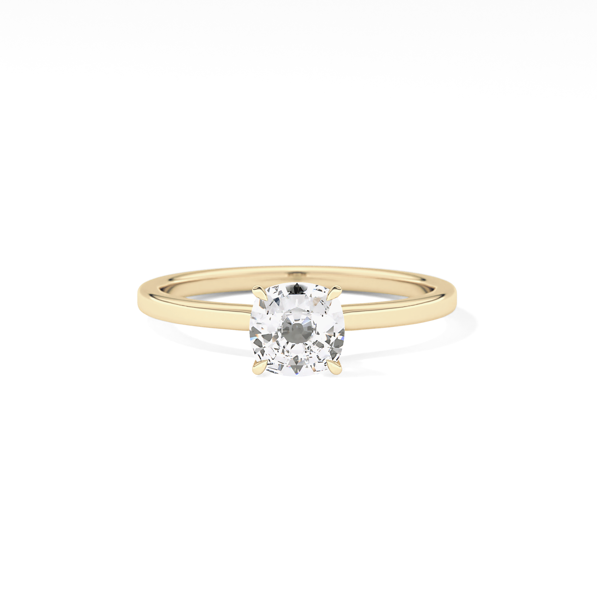 Cushion Cut 0.78 Carat Moissanite Ring – Hidden Halo Setting in Gold