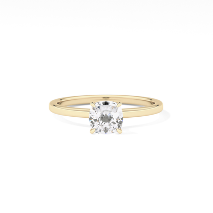 Cushion Cut 0.78 Carat Moissanite Ring – Hidden Halo Setting in Gold
