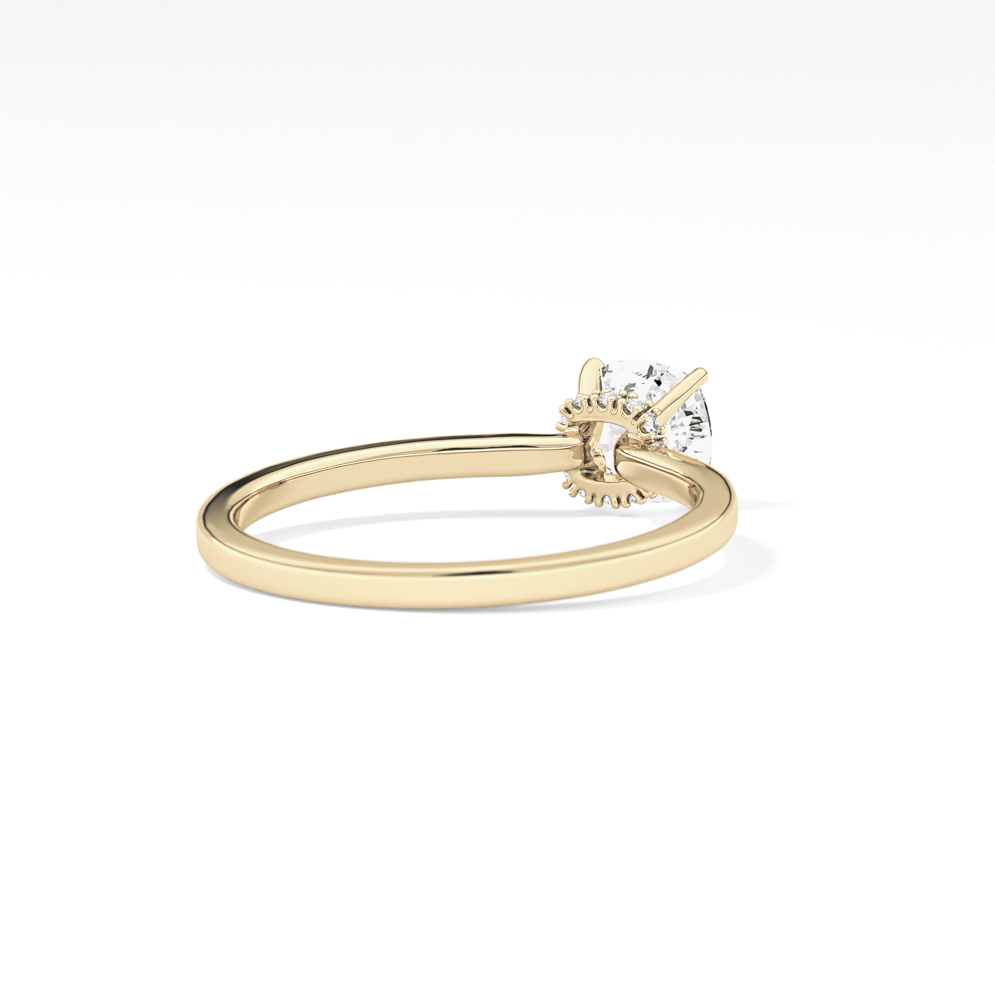 Cushion Cut 0.78 Carat Moissanite Ring – Hidden Halo Setting in Gold