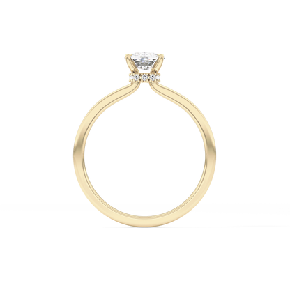Cushion Cut 0.78 Carat Moissanite Ring – Hidden Halo Setting in Gold
