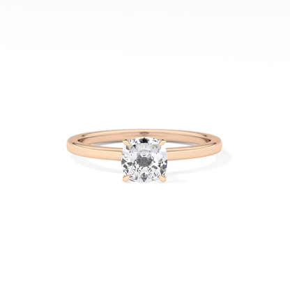 Cushion Cut 0.78 Carat Moissanite Ring – Hidden Halo Setting in Gold