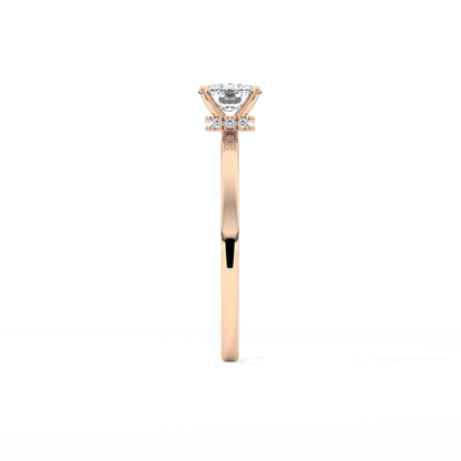 Cushion Cut 0.78 Carat Moissanite Ring – Hidden Halo Setting in Gold