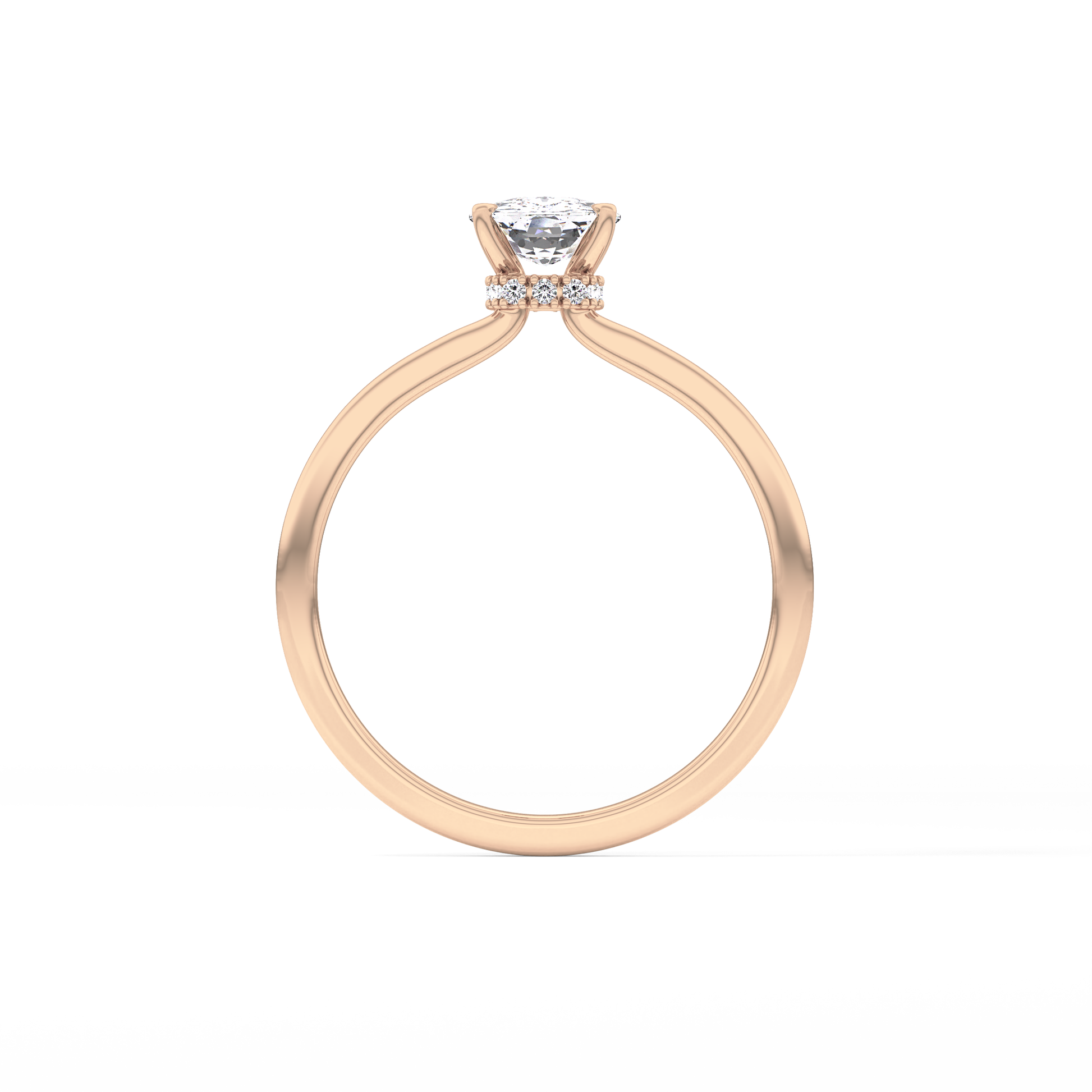 Cushion Cut 0.78 Carat Moissanite Ring – Hidden Halo Setting in Gold